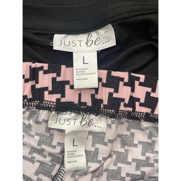 Just Be ‘Let Me Sleep’ Black & Pink Women Pajamas 2 Pcs Set Size L - Picture 7 of 8